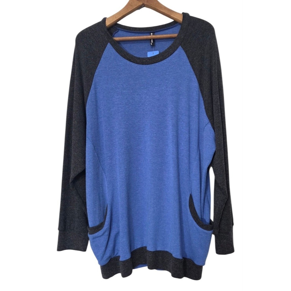 Color Block Raglan Sleeve Long Sleeve Tunic Top Shirt Pockets NWT Women's‎ 24W